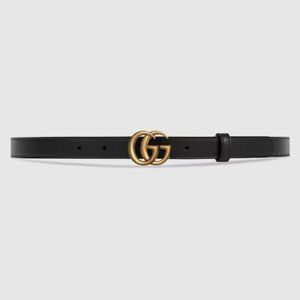Gucci Slim Leather Belt with Double G (size 90)